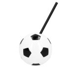 Gobelet ballon football avec paille 45ml blanc