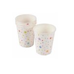 Gobelets en carton - anniversaire - 25 cl - lot de 6 - blanc - jetables