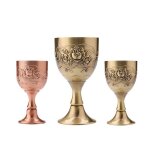 Gobelet a eau en cuivre pur 40ml / 120ml, vintage, fait a la main, motif floral grav, verre a vin, livraison ...
