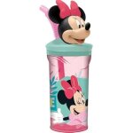 Gobelet en plastique - disney - minnie - 360 ml - paille intgre - figurine 3d