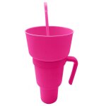 Gobelet a pression avec paille, 2 en 1, c�ne fran�ais, tasse a tremper, gobelet a collation, f�te, tasse ...