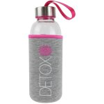 Gourde bouteille en verre 350ml avec pochon n�oprene d�tox rose