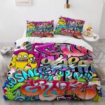 Graffiti linge de lit housses de couettes x cm polyester - coton housse de couette x ado avec deux taies ...