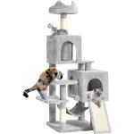 Grand arbre a chat, taille xl, 137 cm de haut, avec 2 poteaux en sisal, 1 plateformes, 2 niches, hamac, ...