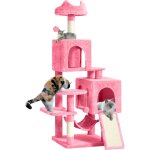 Grand arbre a chat, taille xl, 137 cm de haut, avec 2 poteaux en sisal, 1 plateformes, 2 niches, hamac, ...