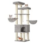 Grand arbre a chat tour de jeux pour chat a plusieurs niveaux 55 x 55 x 186, 7 cm poteaux en sisal de ...