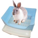 Grand bac a litire pour lapin, toilettes d'angle avec tiroir pour hamster, cochon d'inde, furet, galesaur, ...