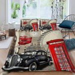 Grand - ben housse de couette x imprim�� d londres r��tro parure de lit personnes ado fille enfants microfibre ...