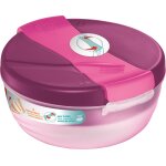 Grand bol d�jeuner - bo�te � d�jeuner - lunch box - bento - 3 compartiments - rose