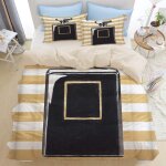 Grand flacon de parfum noir �� rayures horizontales jaunes et blancheshousse de couette en microfibre ...