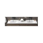 Grand lavabo double sans trou � encastrer space en solid surface 175x46x16 cm - blanc - blanc - -