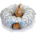 Grand lit tunnel pour chat, lit pour chat, lit pop - up, jouets pour chat, blanc