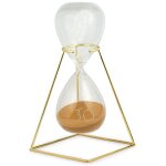 Grand sablier de d�coration m�tal dor� et verre