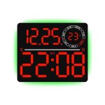 Grande horloge murale num�rique led avec r�tro�clairage rgb et double alarme rouge yonis