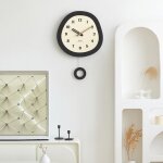Grande horloge murale ovale en bois de noyer silencieuse � pendule oscillante yonis