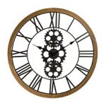 Grande pendule murale en bois et m�tal industriel d 70 cm