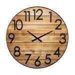 Grande pendule murale silencieuse en bois et m�tal 3d d 70 cm