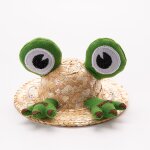 (grenouille)chapeau de soleil en paille pour petit animal de compagnie, joli chapeau de costume pour ...