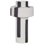Gr�s vase � fleurs 28 cm blanc noir escolar