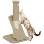 Griffoir chat taille m - poteau a griffer h. 84 cm, jeu boule - sisal naturel revtement patchwork grain ...