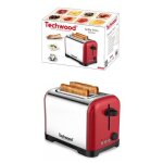 Grille pain rouge inox bross 700w 2 larges fentes design inox rouge
