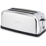 Grille pain toaster spcial baguette 2 tranches toas28 fentes larges inox vintage, 7 niveaux de brunissage, ...