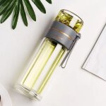Gris 350 ml - bouteille isotherme pour femme, infuseur a th, tasse de sparation, portable, cratif, ...