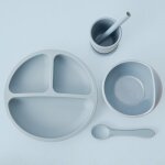 Gris fonc - poplittleone ensemble'ustensiles de cuisine en silicone avec logo personnalis pour bb, ...