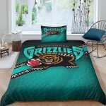 Grizzlies memphis housse de couette enfant, nba basketball parure de lit single�xcm� en microfibre avec ...