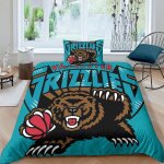 Grizzlies memphis housse de couette enfant, nba basketball parure de lit single�xcm� en microfibre avec ...