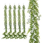 Guirlande artificielle feuillue lot de 6 plantes grimpantes d�coratives vert 6x1, 7 m mati�re plastique, ...
