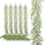 Guirlande artificielle en lierre lot de 6, 1, 7 m chacune, feuilles denses effet v�g�tation, vert naturel, ...
