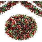 Guirlande artificielle de sapin 10 m pvc rouge branche dense 9 cm, d�coration no�l int�rieure et ext�rieure ...