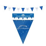 Guirlande a fanions anniversaire 6m bleu