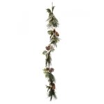 Guirlande feuillage vert et pommes de pin 1 m