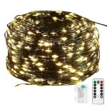 Guirlande led 100 diod fil cuivre etanche ip65 8 modes 10m avec t�l�commande et minuteur, alimentation ...
