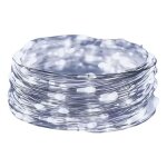Guirlande led 100 points lumineux fil cuivre 10m blanc, etanche ip65 int�rieur / ext�rieur, alimentation ...