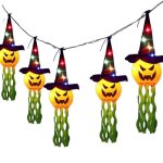 Guirlande led halloween - sunshine smile - 5 citrouilles lumineuses - 3 m - t�l�commande - ext�rieur