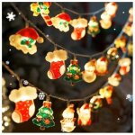 Guirlande led de no�l 10 lampes p�re no�l d�coration hivernale 1, 5 m lumi�re chaude c�ble cuivre flexible ...