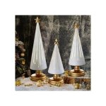 Guirlande led - wingfly - set 3 sapins en verre - sans fil (piles) - lumi�re blanc chaud - verre d�coratif ...