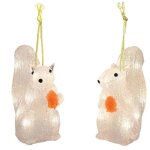 Guirlandes lumineuses led ecureuils acryliques 2 pi�ces pour no�l blanc
