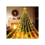 Guirlande lumineuse no�l etoile 298 led 3, 5m blanc chaud 8 modes rideau lumineux ext�rieur ip44 avec ...