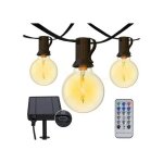 Guirlande lumineuse solaire led 18 m blanc chaud, 8 modes, ampoules g40, id�ale ext�rieur jardin, terrasse, ...