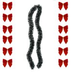 Guirlande de no�l avec 12 noeuds rouges (2 m�tres)