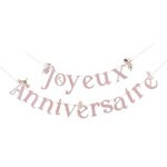 Guirlande papier anniversaire fairy world 2m rose