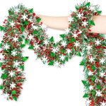 Guirlande de sapin de no�l artificielle avec flocons, 10 m, pcv haute qualit�, noyau m�tallique flexible, ...