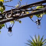 Guirlande solaire ext�rieure d'ampoule led kepler 7m transparent