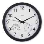 Hama horloge murale  malte , � 25 cm, av. therm. / hygro. , sans tic tac, noir