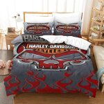Harley davidson parure de lit imprim��e en d pi��ces housse de couette en polycoton douce et confortable ...