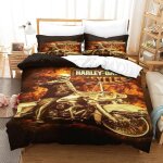 Harley davidson parure de lit imprim��e en d pi��ces housse de couette en polycoton douce et confortable ...